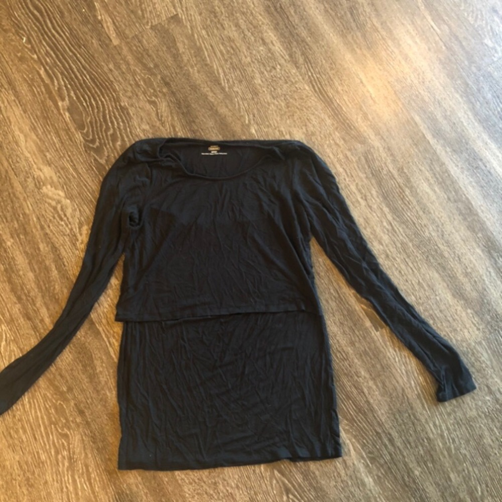 Basic Black Long-sleeve Maternity Shirt
